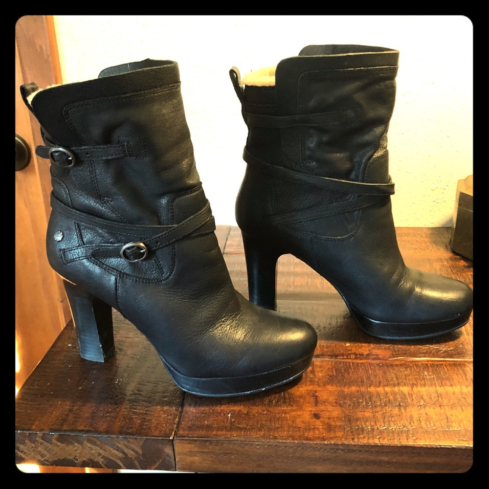 Size 8 Black Heeled Ugg Booties